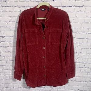 Lands End Women Corduroy Shacket Deep Red Size L Whimsigoth Outdoor Layer Casual